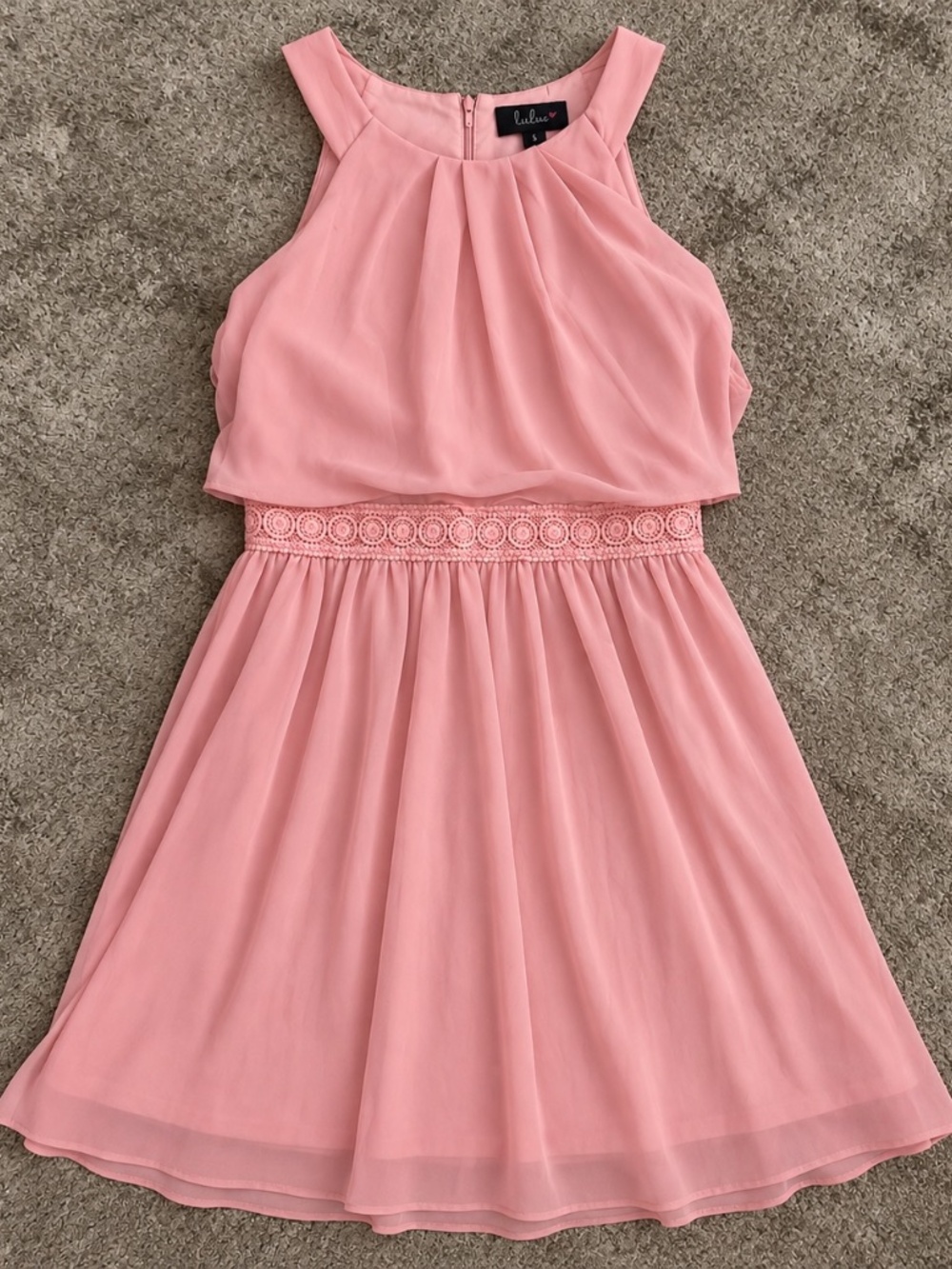 In Girl Juniors 16 Blush Pink Chiffon Lace Waist Dress